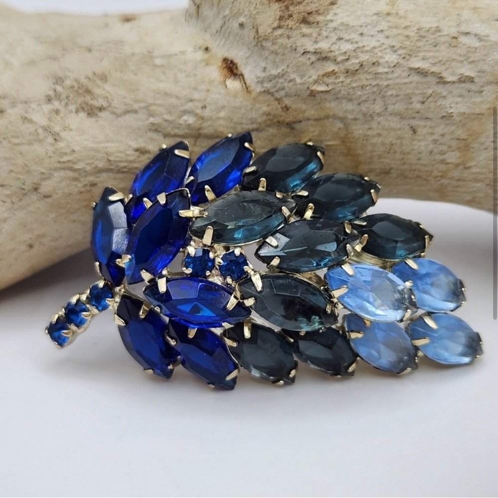 Blue Rhinestone Brooch